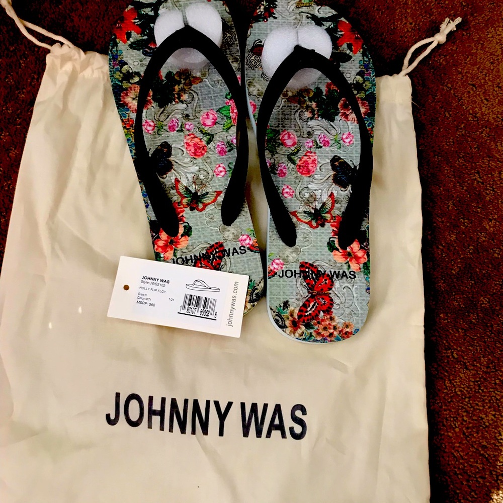 NWT& dust bag Johnny Was flip flops. Perfect